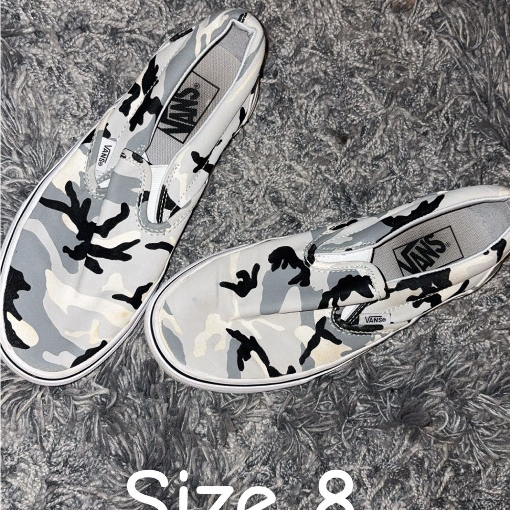 Vans Camo Slip-On Sneakers - Size 8